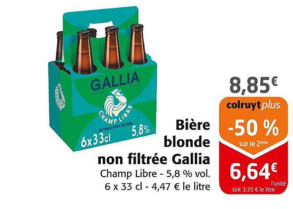 Bières blonde non filtrée Gallia