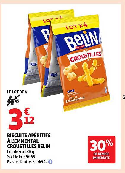 BISCUITS APÉRITIFS À L'EMMENTAL CROUSTILLES BELIN