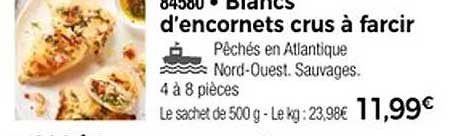 Blancs d'encornets crus à farcir