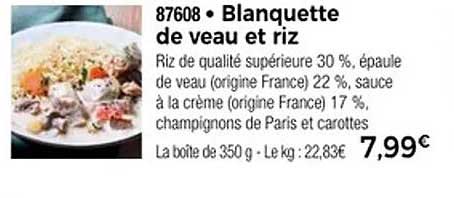 Blanquette de veau et riz