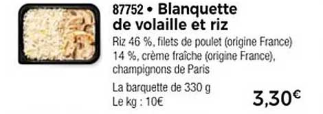 Blanquette de volaille et riz