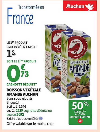 BOISSON VÉGÉTALE AMANDE AUCHAN