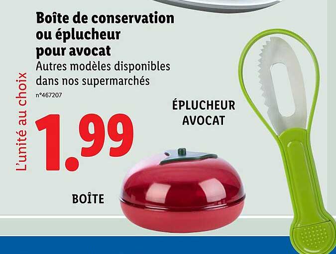 Boîte de conservation ou éplucheur pour avocat