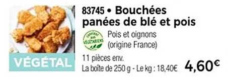 Bouchées panées de blé et pois