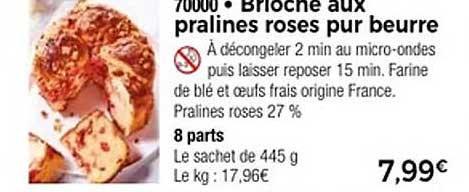 Brioche aux pralines roses pur beurre