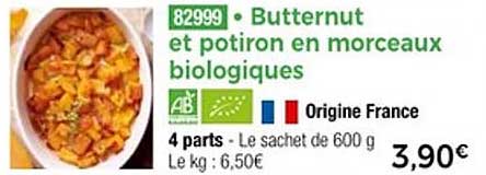 Butternut et potiron en morceaux biologiques