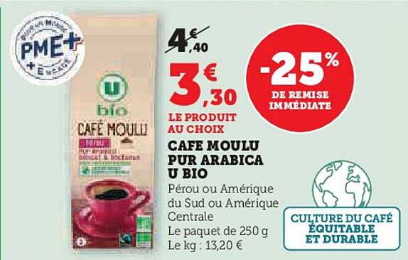 CAFE MOULU PUR ARABICA U BIO