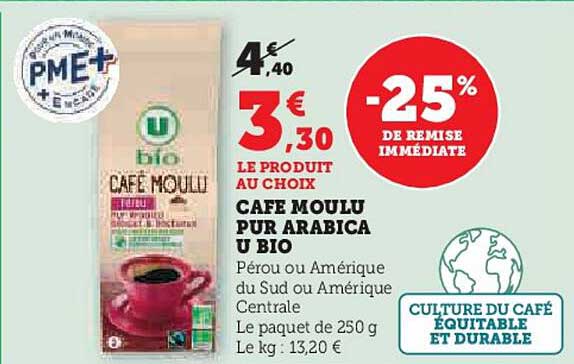 CAFE MOULU PUR ARABICA U BIO