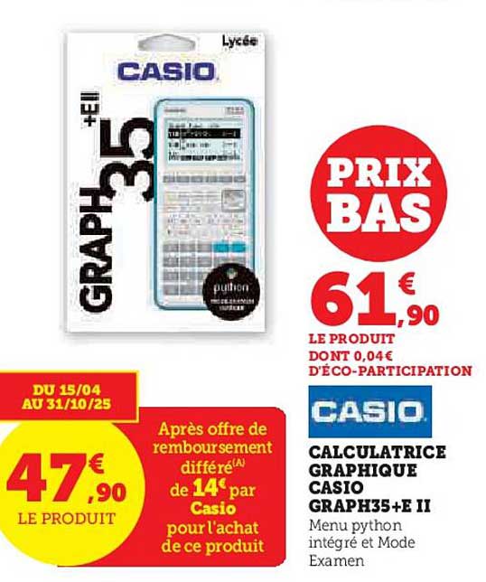 CALCULATRICE GRAPHIQUE CASIO GRAPH35+E II