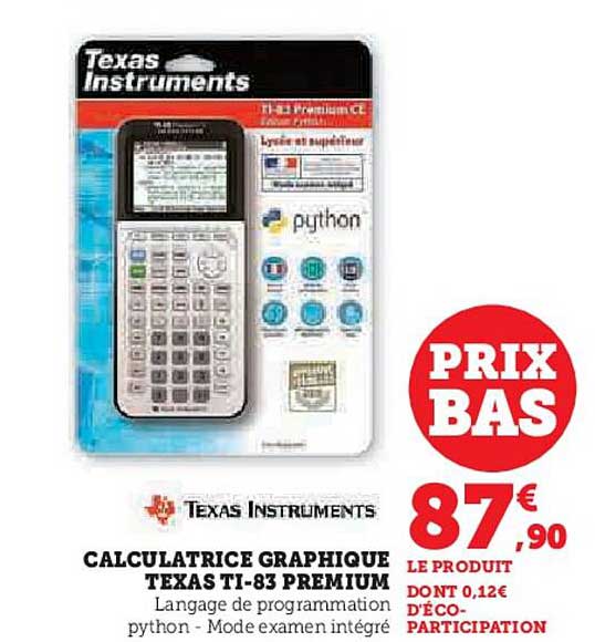 CALCULATRICE GRAPHIQUE TEXAS TI-83 PREMIUM