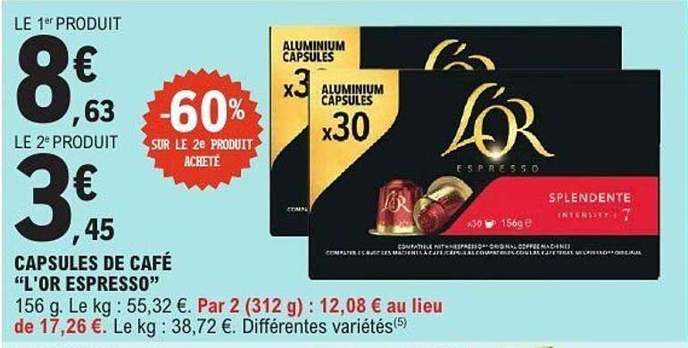 CAPSULES DE CAFÉ “L’OR ESPRESSO”