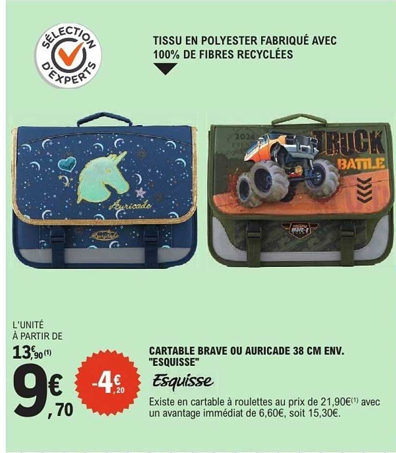 CARTABLE BRAVE OU AURICADE 38 CM ENV. "ESQUISSE"