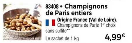 Champignons de Paris entiers