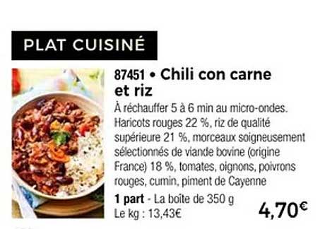 Chili con carne et riz
