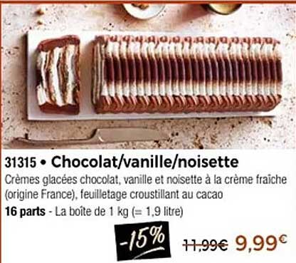Chocolat/vanille/noisette