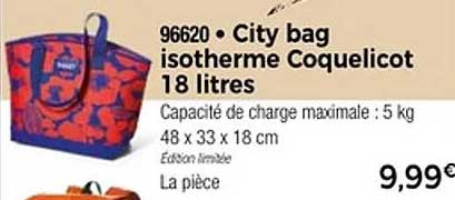 City bag isotherme Coquelicot 18 litres