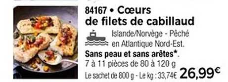 Cœurs de filets de cabillaud