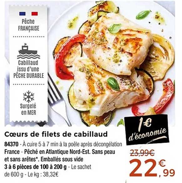 Cœurs de filets de cabillaud