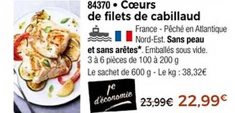 Cœurs de filets de cabillaud