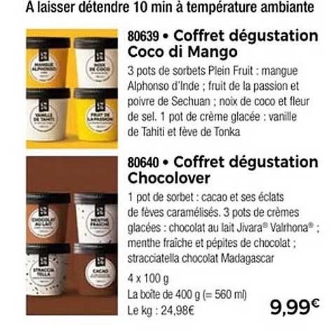 Coffret dégustation Coco di Mango et Coffret dégustation Chocolover