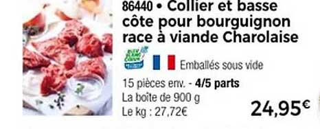 Collier et basse côte pour bourgignon race à viande Charolaise