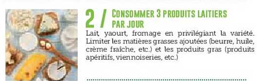 Consommer 3 produits laitiers par jour