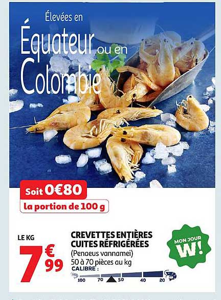 CREVETTES ENTIÈRES CUITES RÉFRIGÉRÉES