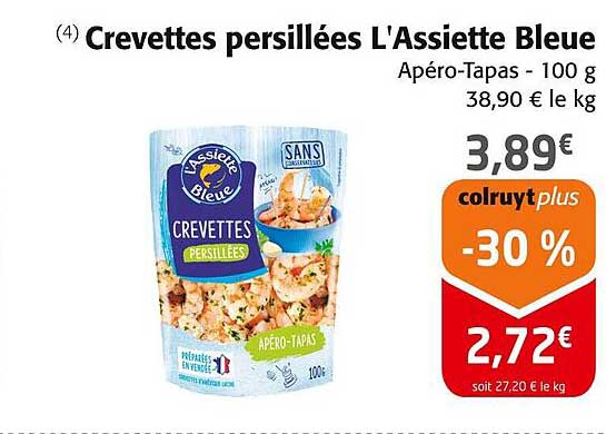 Crevettes persillées L'Assiette Bleue Apéro-Tapas - 100 g