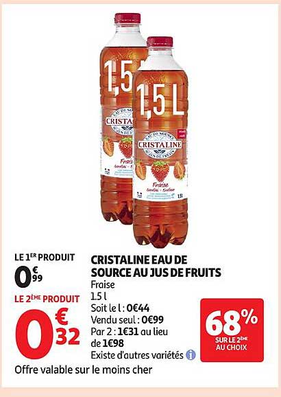 CRISTALINE EAU DE SOURCE AU JUS DE FRUITS
