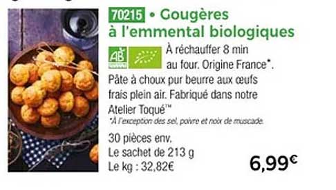 Croustillantes Gougères à l’emmental biologiques