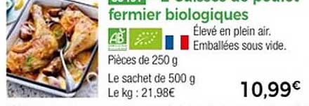 Cuisses de poulet fermier biologiques