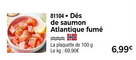 Dés de saumon Atlantique fumé