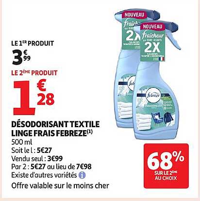 DÉSODORISANT TEXTILE LINGE FRAIS FEBREZE