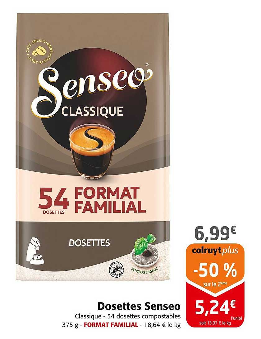 Dosettes Senseo Classique - 54 dosettes compostables