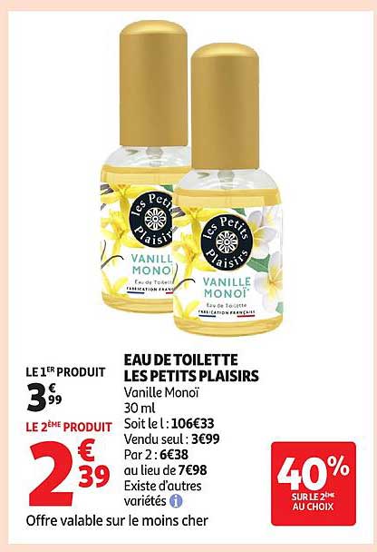 EAU DE TOILETTE LES PETITS PLAISIRS VANILLE MONOÏ