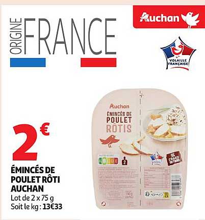 Émincés de poulet rôti Auchan