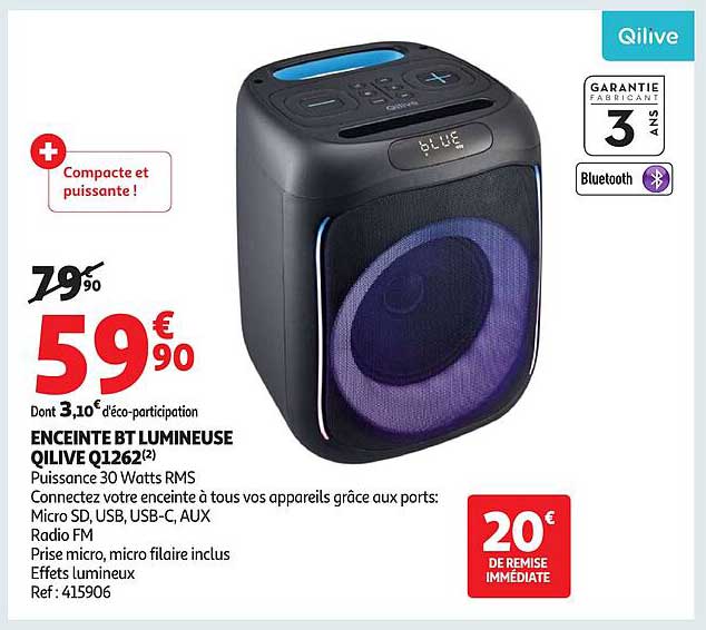 ENCEINTE BT LUMINEUSE QILIVE Q1262