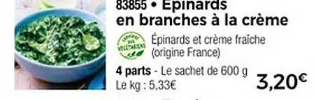 Épinards en branches à la crème