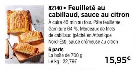 Feuilleté au cabillaud, sauce au citron