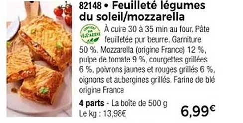 Feuilleté légumes du soleil/mozzarella