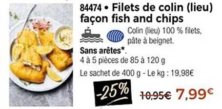 Filets de colin (lieu) façon fish and chips