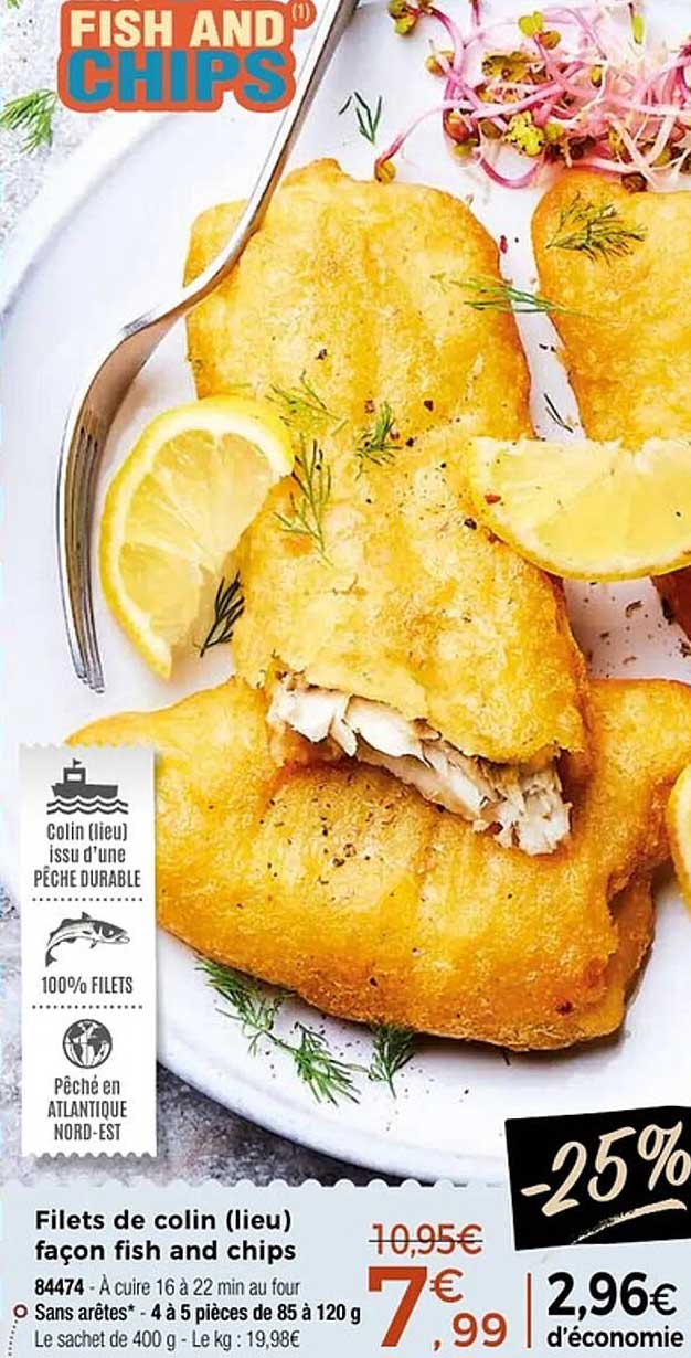Filets de colin (lieu) façon fish and chips