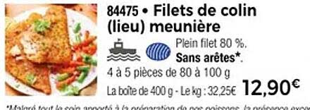 Filets de colin (lieu) meunière