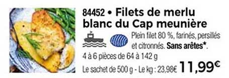 Filets de merlu blanc du Cap meunière