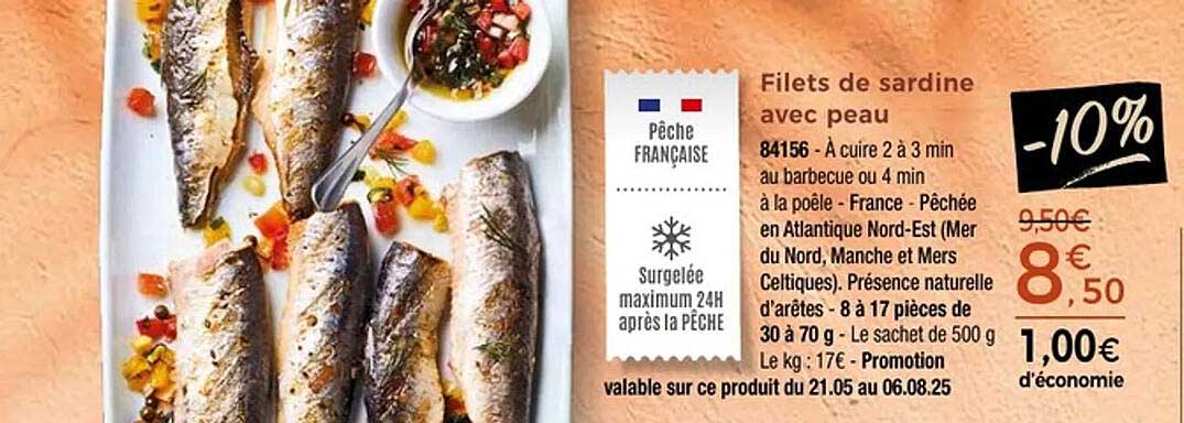Filets de sardine avec peau