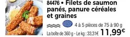 Filets de saumon panés, panure céréales et graines