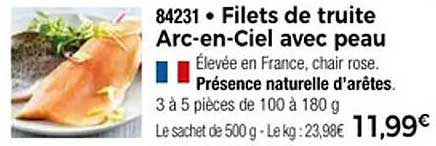 Filets de truite Arc-en-Ciel avec peau