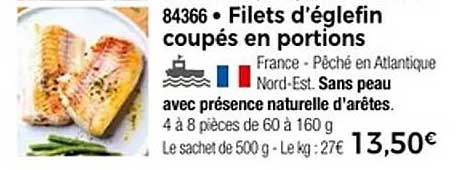 Filets d’églefin coupés en portions