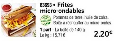 Frites micro-ondables