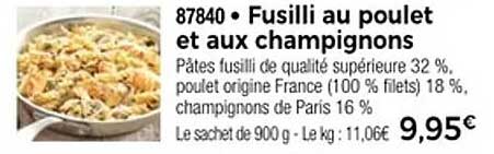 Fusilli au poulet et aux champignons